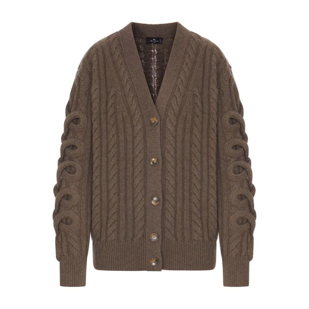 Etro Women Cable Knit Cardigan With Curly Sleeves